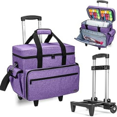 Teamoy Sewing Machine Bag Trolley, Sewing Machine Bag with Wheels, Sewing Machine Trolley for Sewing Machine Accessories
