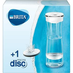BRITA ūdens filtra karafe balti pelēka / karafe iesk. 1 MicroDisc filtrs/ūdens karafe stilīgai ūdens pasniegšanai/filtrs samazina hlora un mikrodaļiņu daudzumu krāna ūdenī