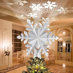 Avoalre Christmas Tree Topper, Christmas Tree Topper Projector Light Chain, Christmas Decoration for Christmas Tree and Indoor Use