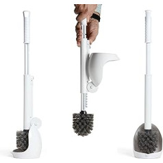 ELYPRO Drip-free Toilet Brush with Holder, Portable and Hygienic Scrubber, Unique Attached Caddy Design for Drip Free Experience, Spill Non-Contaminated Water