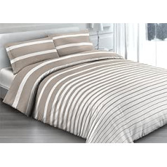 Biancheria Web Bettbezug für französisches Bett aus 100% Baumwolle, gestreift, Beige