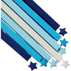540 vienetų „Origami Star“ popieriaus juostelės, dvipusės „Origami Star“ popieriaus juostelės, „Lucky Star“ puošmena, „Pasidaryk pats“ lankstomas popierius, skirtas meno rankdarbiams (mėlynas gradientas)