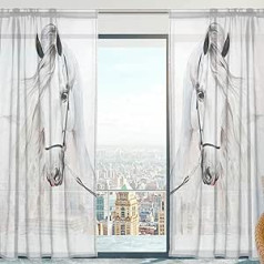 Logu aizkari, Aizkari Horse Modern Voile paneļi Tills aizkari 198 cm Gari viesistabai Guļamistabas logu dekoru komplekts no 2