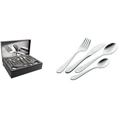 ZWILLING Notingham Besteck-Set, 68-teilig, Für 12 Personen, 18/10 Edelstahl & Bino Kinderbesteck-Set, 4-teilig, mit eingeprägten Tiermotiven, Für Kinder ab 3 Jahren, 18/10 Edelstahl