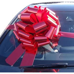 Hampabox Große Autoschleife (40 cm Durchmesser) + 6 metru josla für Autos, Fahrräder, große Geburtstags- und Weihnachtsgeschenke, Metallic-Rot