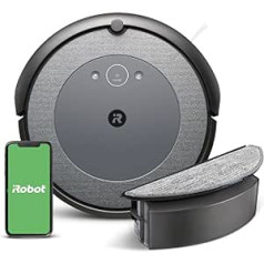 iRobot Roomba Combo i5 (i5172) Vacuum and Mop Robot Wi-Fi ar iespējotu inteliģentu navigāciju 2 gumijas sukas visu grīdu tīrīšanai pa telpām, saderīgas ar Voice Assistant Krāsa: vēsa