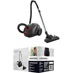 Grundig, VCC 3850 A Vacuum Cleaner with Bag, 800 W, 2.1 L, Black/Red