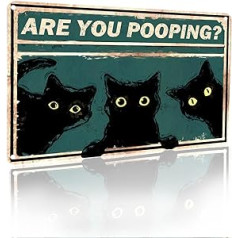 2407 Funny Wall Art Decorative Wall Art Cute Black Cat Metal Tin Sign Are You Pooping Vintage Sign Poster Family Toilet Gift 12