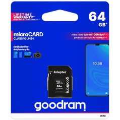 Goodram 64GB Micro SDHC U1-I Class 10 Atmiņas Karte ar Adapteri