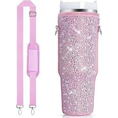 Keepamor Bling ūdens pudeles pārnēsāšanas futrālis Stanley Quencher H2.0 & Adventure 1,2 l krūzītei ar rokturi, neoprēna ūdens pudeles turētājs ar regulējamu siksnu Stenlija krūzes piederumiem