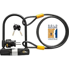 Via Velo Bicycle U-Lock ar kabeli - 14 mm važas un 10 mm x 1,8 m kabelis ar kronšteinu šosejas velosipēdam, kalnu velosipēdam, e-velosipēdam, salokāmam velosipēdam, lieliska drošības ierīce velosipēdam