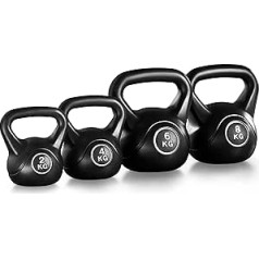 Yaheetech Kettlebell 20 kg komplekts Kettlebell Swing Barbell 2 kg / 4 kg / 6 kg / 8 kg bumbas svars fitnesa spēka treniņam, melns