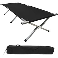 Montafox Camping Bed Aluminium XXL Folding Bed 210 x 72 x 45 cm Aluminium Camping Bed up to 180 kg Load Capacity Portable Folding Lounger Travel Comfortable Stable Guest Bed