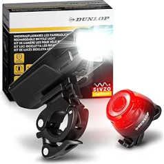 Dunlop Sports Bicycle Light Set Bicycle Light – Extra Bright LED with High Performance Battery – Bicycle Light StVZO Approved OSRAM Bicycle Lamp Front and Rear Light Lamp Bike Ligh, Black