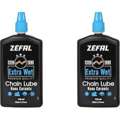 ZEFAL Pack Extra Wet Lube 120 ml - Divas pudeles Premium Ceramic Lubricant Velosipēdu ķēde - MTB ķēdes eļļa Ļoti ilgs glabāšanas laiks - 2 x 120 ml pudeles