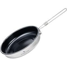 Boundless Voyage Ti2070C 22.8 cm / 1.5 L Camping Pan for Gas Cooker Titanium Frying Pan Ultralight Camp Cookware Grill Pan for Cooking Egg Steak