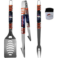 Siskiyou Sports NFL Denver Broncos Unisex 3 daļiņu grila komplekts un mikroshēmu klipsis, komandas krāsas, viens izmērs