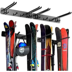 Aking Ace 8 Pairs Ski Garage Snowboard Wall Mount Holder Storage Organization Metal Hooks Indoor Outdoor