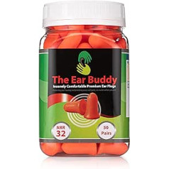 The Ear Buddy Premium Soft Foam Ear Plugs, NRR 32 Decibels, 50 Pairs by The Ear Buddy