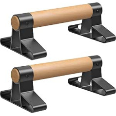 SELEWARE push-up stieņi ar ergonomisku koka rokturi un izturīgu tēraudu - neslīdoši atspiešanas stieņi uz rokām un stieņi spēka treniņiem un sporta nodarbībām