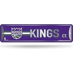 Rico Industries NBA Sakramento Kings mājas dekors Metāla ielas izkārtne (4 x 15 collas) — ideāli piemērota mājām, birojam, guļamistabai un cilvēku alai — izgatavots