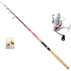 Jenzi Tele Lady-Stick Spin Pink 20-50g 2,40 m makšķere + spole Cindy FX2500 + bezmaksas ēsma un Petri Heil! Uzlīme