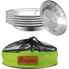 Bisgear Stainless Steel Plates Roasting Dinner Camping Plates 22 cm Pack of 6