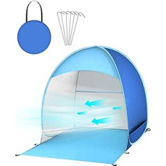 Pop Up Beach Shelter, Beach Tent for 3-4 People, Beach Shelter, Baby UV Protection, Portable Extra Light Beach Tent, for Family, Beach, Camping, Hiking, Garden, BBQ Party