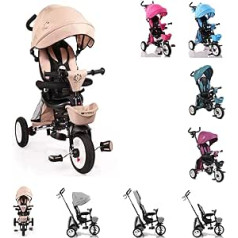 Byox Tricycle Flexy Lux 3 in 1 Tricycle Folding Rubber Tyres Swivel Seat Beige