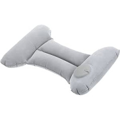 PATIKIL Inflatable Travel Pillow Lumbar Support Travel Flights Pillow Flocked Air Cushion for Aeroplane Train Office Grey