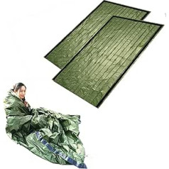 Ninth C 2 Pack Emergency Sleeping Bag, Thermal Emergency Bivy Bag, Survival Sleeping Bag, Mylar Emergency Blanket, Includes Stuff Sack with Survival Whistle + Carabiner