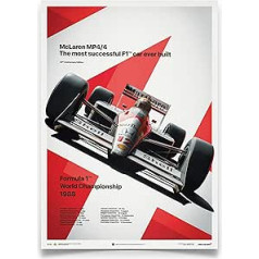 Automobilists McLaren MP4/4 - Ayrton Senna - MP4/4 - Sanmarīno GP - 1988 - Plakāts | Standarta plakāta izmērs 19,25 x 26,88 collas