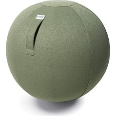 VLUV SOVA Fabric Seat Ball 60-65 cm, Ergonomic Seat, Breathable and Durable, with Carry Handle and Base Ring, Includes Hand Pump, Colour: Pesto (Green)