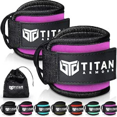 Titan Armour® potīšu/plaukstu siksnas kabeļu iekārtām | Fitness aproces ar lieljaudas tērauda dubultiem D gredzeniem un regulējamu Velcro aizdari | Treniņš ķermeņa apakšdaļai, ieskaitot kāju pagarinātāju