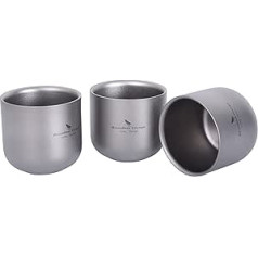 Boundless Voyage 125 ml Double Layer Titanium Cup Tea Coffee Cup Lightweight Outdoor Camping Scalding Cup Drinkware Tableware 3 Pieces