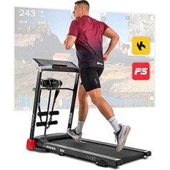 Hop-Sport Soul HS-1200LB 3-in-1 skrejceļš mājām, ieskaitot masieri un sit-Up Station salokāmu skrejceliņu ar LCD displeju, lietotņu vadību, 15 programmām un maks. Ātrums 14 km/h