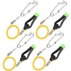 TSV 4 Pack Power Grip Line Atbloķēšanas skavas, 17 collu līdere ar fiksējamu fiksatoru ēveles dēļam, Downrigger Release Clip Snap svara atvienošanas klipi downrigger trolling Kite zvejai jūrā