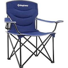 KingCamp Camping Chair Foldable up to 136 kg Load Capacity Fishing Chair Camping Chair Padded Folding Chair Lightweight with Armrest Small Pack Size with High Backrest for Outdoor Garden Blue