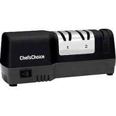 Chef'sChoice 250 Hybrid Knife Sharpener Uses Diamond Abrasive and Combines Electric and Manual Sharpening for 20 Degree Straight and Serrated Knives, 3 Stage, Black