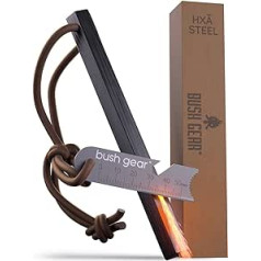 BUSHGEAR HXA Fire Steel - Optimised Length - XXL Fire Starter - Extremely Strong Sparking - Flint for Outdoor, Survival, Bushcraft