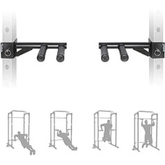 SYL Fitness Dip Bars for 5 cm x 5 cm Square Tube Power Racks, Narrow and Wide Dips Double Handles (Patent Pending)