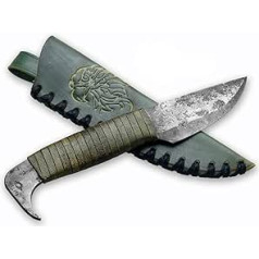 Toferner Bird Head 2 Hand Forged Spring Steel Knife in Celtic Style - Sharp & Pointed Blade with Genuine Leather Bag - for Art & Culture Lovers