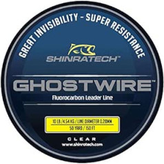 GHOSTWIRE ShinraTech 100% Fluorocarbon Leader Line 100 lb 5 metru spole, dzidra un praktiski neredzama zemūdens