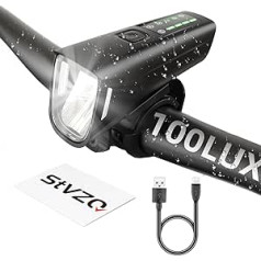 Arkham 100 LUX 200 m Visible Range USB-C Rechargeable LED Bicycle Light Set, Bicycle Light with 4 Lighting Modes and Auto Modes, IPX5 Waterproof, Anti-Glare Design