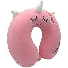 ML Ergonomic Travel Pillow, Neck Pillow, Filled with Micro Beads, Viscoelastic Collar, Ergonomic, Certified (Pink)