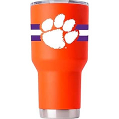 Gametime Sidekicks Clemson Tigers tumši oranža krūze 850 ml oficiāli licencēta 18/8 nerūsējošā tērauda dubultsiena vakuuma izolācija ar UV LED drukātiem logotipiem, bez svīšanas paliek karsts/auksts - 360