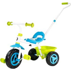 Best Sporting Tricycle 2 in 1 from 1 Year I Robust Tricycle with Push Bar I Blue - Green I High-Quality Tricycle from 1 Year with Safety Belt I Children's Tricycle Including Transport Box