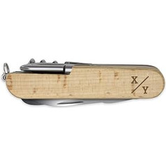 printplanet - Wooden Pocket Knife with Name, Initials or Desired Text - Personalised Wooden Pocket Knife with Engraving - Motif: Initial