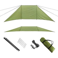 Aizuoni vēja deflektors Camping 210D Oxford Fabric āra ceļojumu vējstikls — atkārtoti lietojams iekšpagalma vējstikls ceļotājiem ar mugursomu, pludmales vējstikls privātuma aizsardzībai