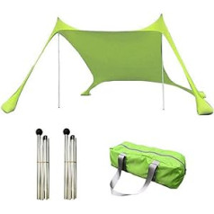 Family Beach Parasol, Sun Shade Canopy, Beach Canopy with Sandbags and 2 Aluminium Poles, Family Beach Tent with 2 Aluminium Poles, 1 Carry Bag